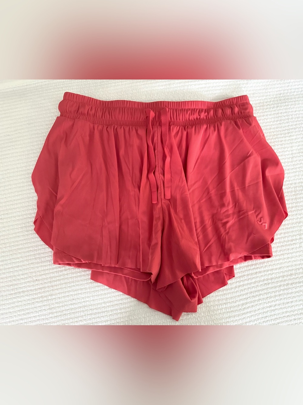 Coral Ribbed Drawstring Shorts - Picture 1 of 4